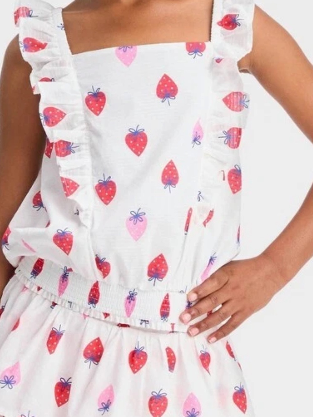 🍓Adorable Strawberry print Flutter Sleeve Girls Tank Top Size 14